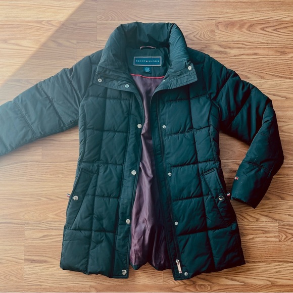 Tommy Hilfiger Long Black Puffer Coat - Picture 2 of 7